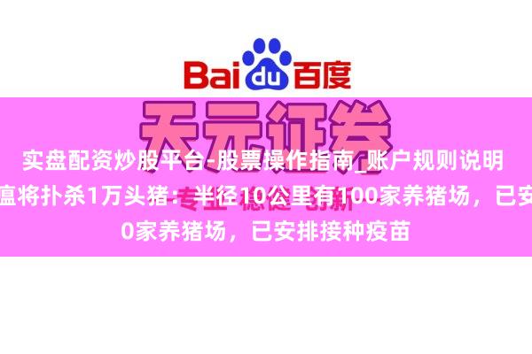 实盘配资炒股平台-股票操作指南_账户规则说明 日本发生猪瘟将扑杀1万头猪：半径10公里有100家养猪场，已安排接种疫苗