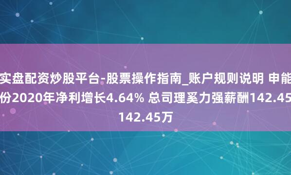 实盘配资炒股平台-股票操作指南_账户规则说明 申能股份2020年净利增长4.64% 总司理奚力强薪酬142.45万